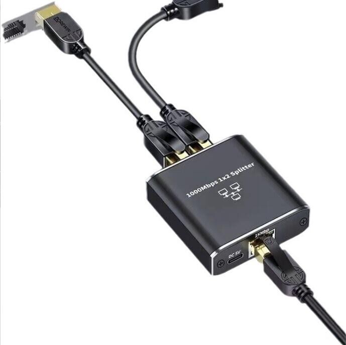 RJ45 Gigabit Ethernet Splitter 1000Mbps LAN Network Internet 1 to 2 Out Adapter