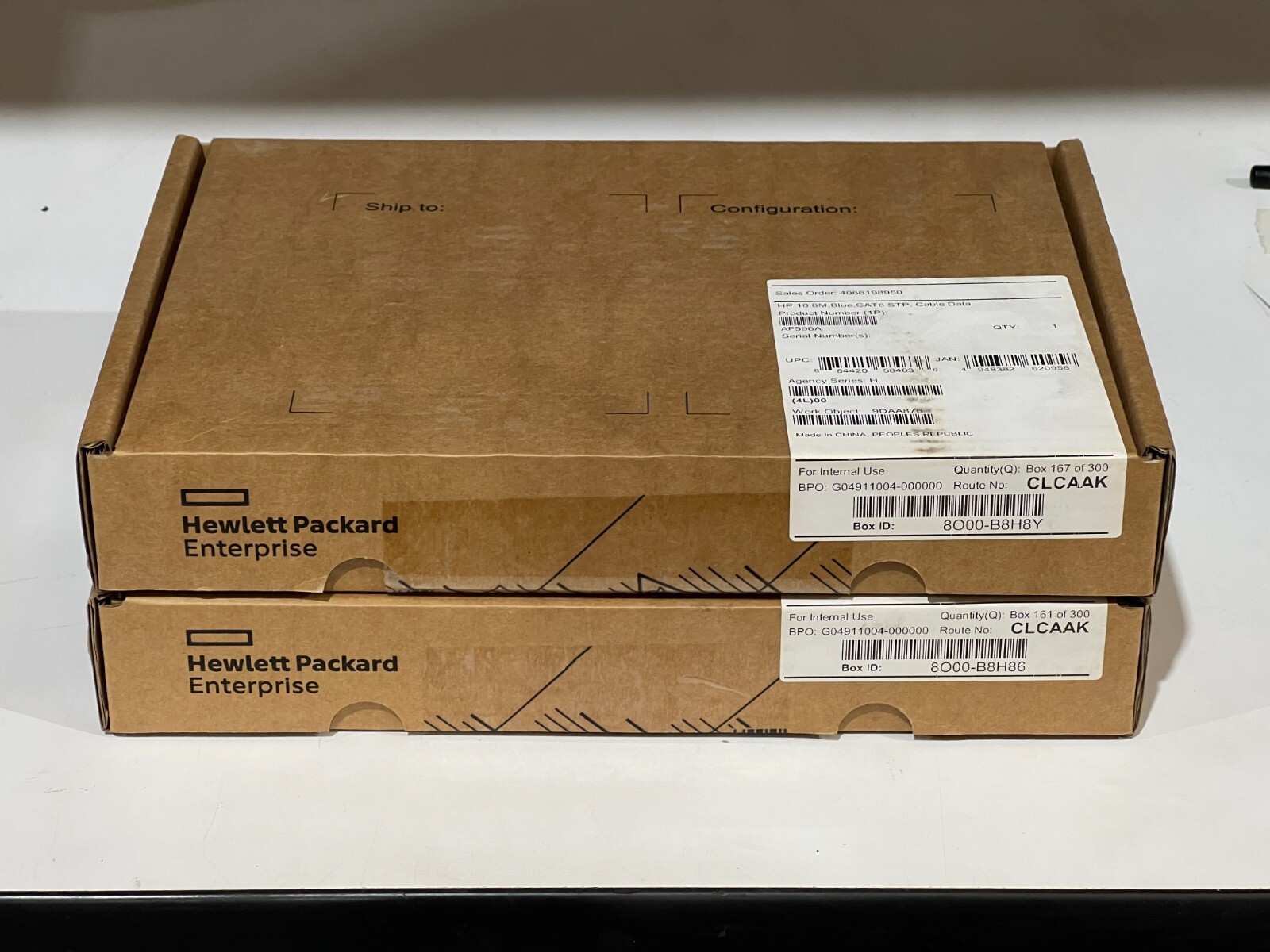 LOT OF 2 Hewlett-Packard AF596A HP 10.0M, Blue, CAT6 STP, Cable Data – Ethernet