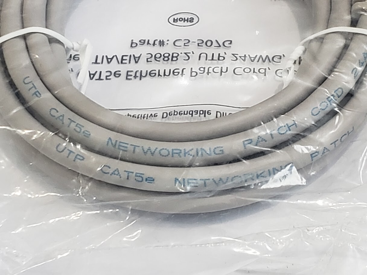 7′ Cat 5e Ethernet Patch Cord Cable #C5-507G 24AWG 4PRS Verified TIA/EIA RoHS