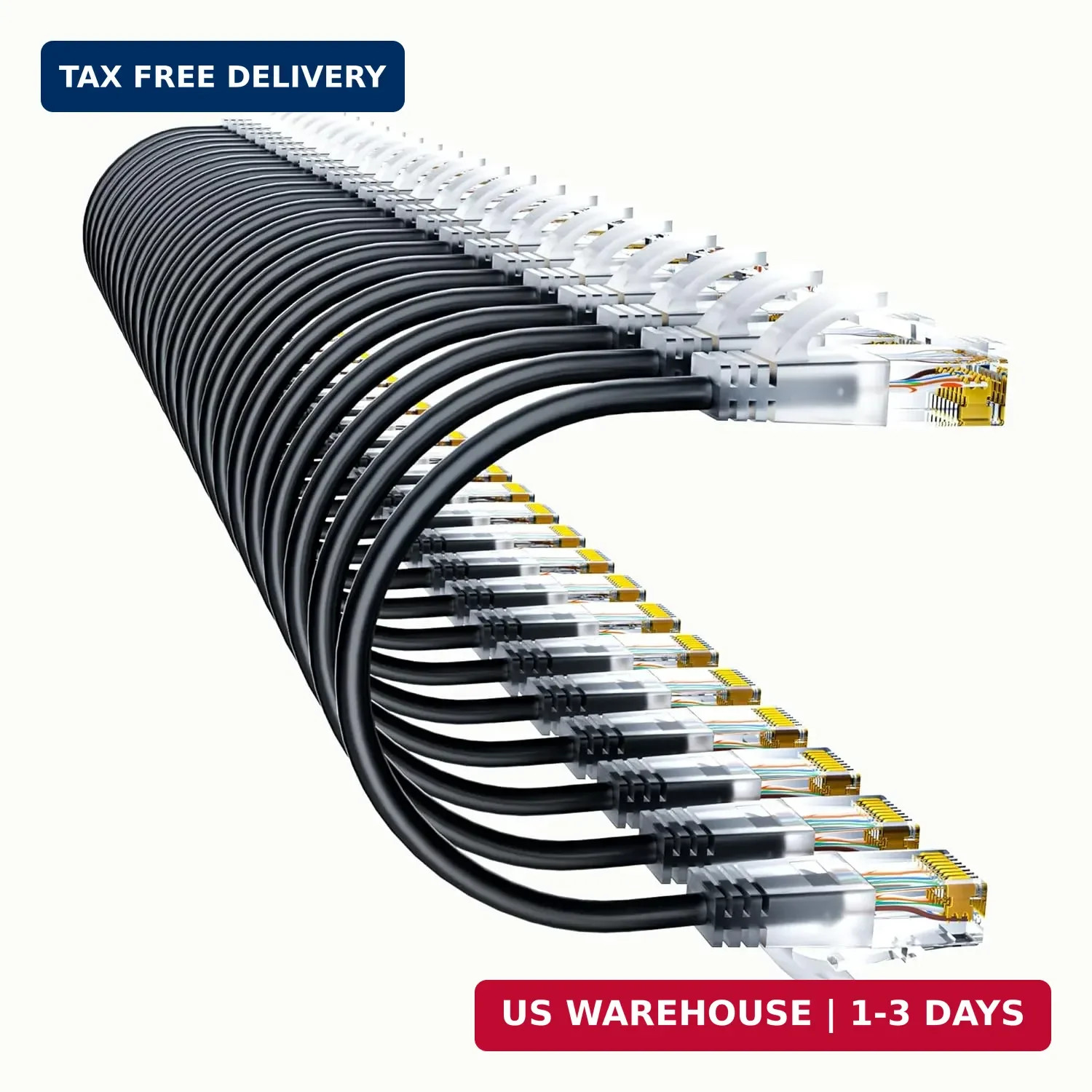 Cat6a Patch Cables 1ft (24 Pack) Slim, Cat6 Ethernet Patch Cable Pure Copper, Fl
