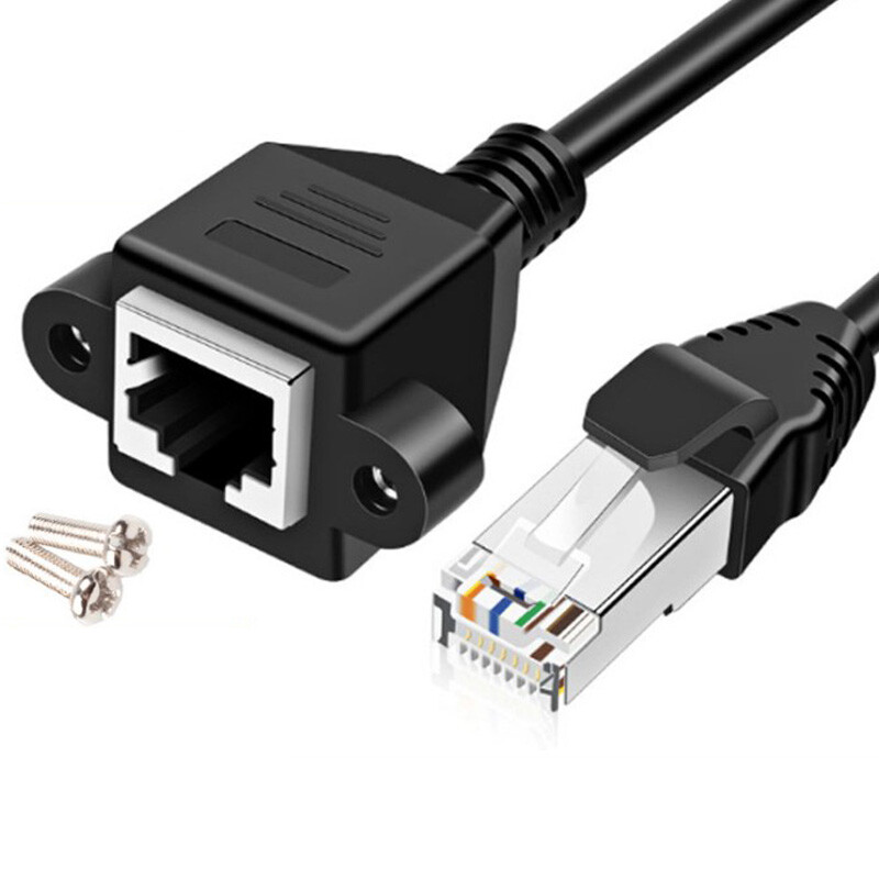RJ45 Ethernet Extension Cable Male to Female Network Lead Cat5 With Panel Mount