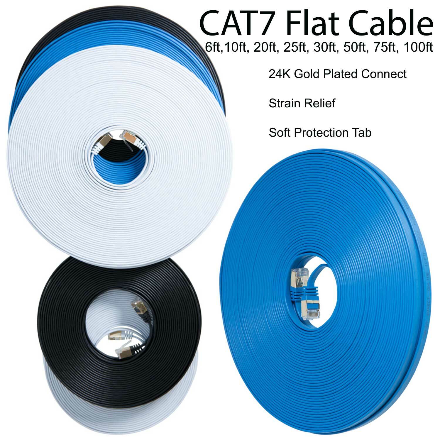 CAT7 Internet Cable LAN RJ45 Router Cord lot 3ft 6ft 10ft 20ft 30ft 50ft 100ft