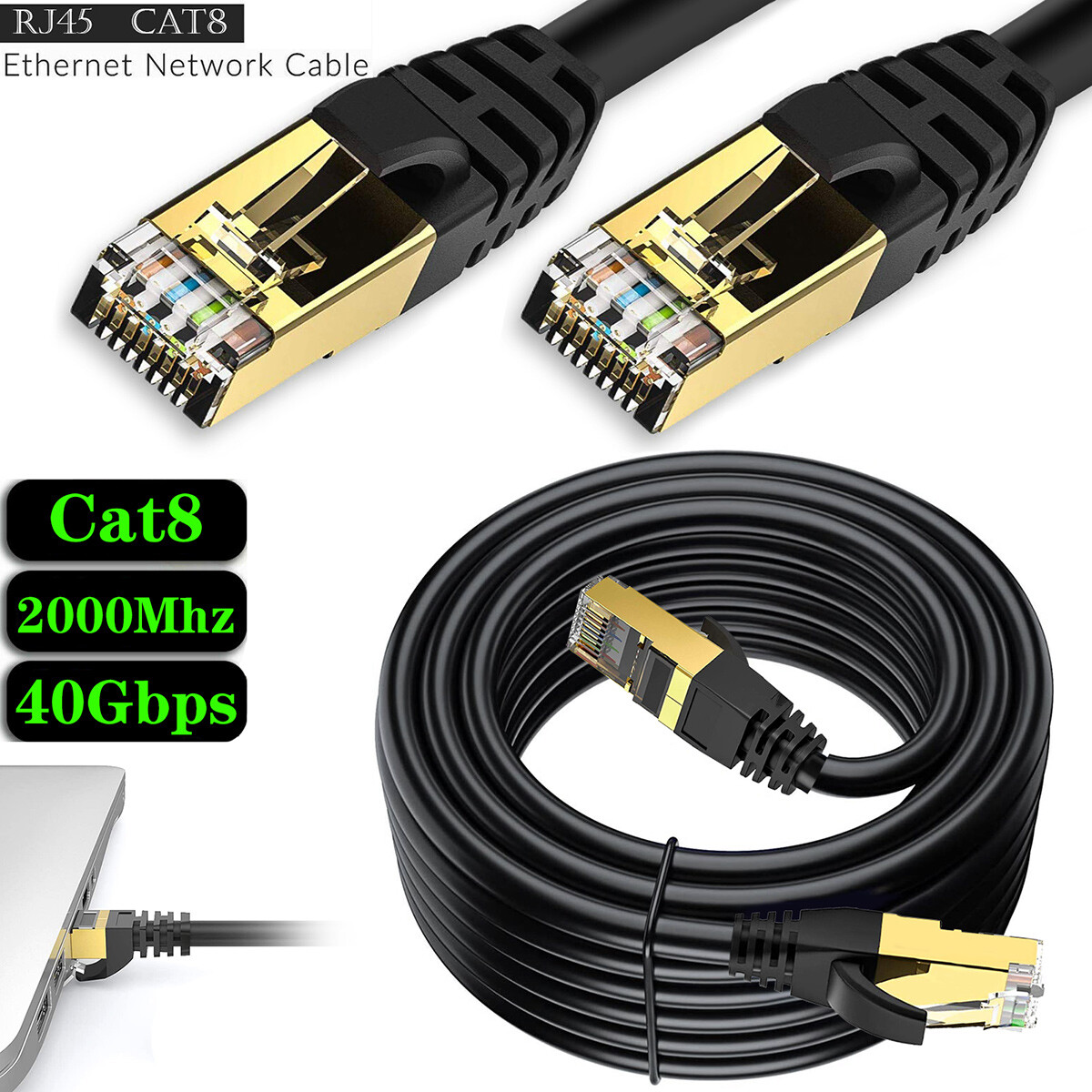 [UL Listed] 6ft 50ft 100ft Flat STP Cat7 Ethernet Cable In-wall Outdoor Use Lot