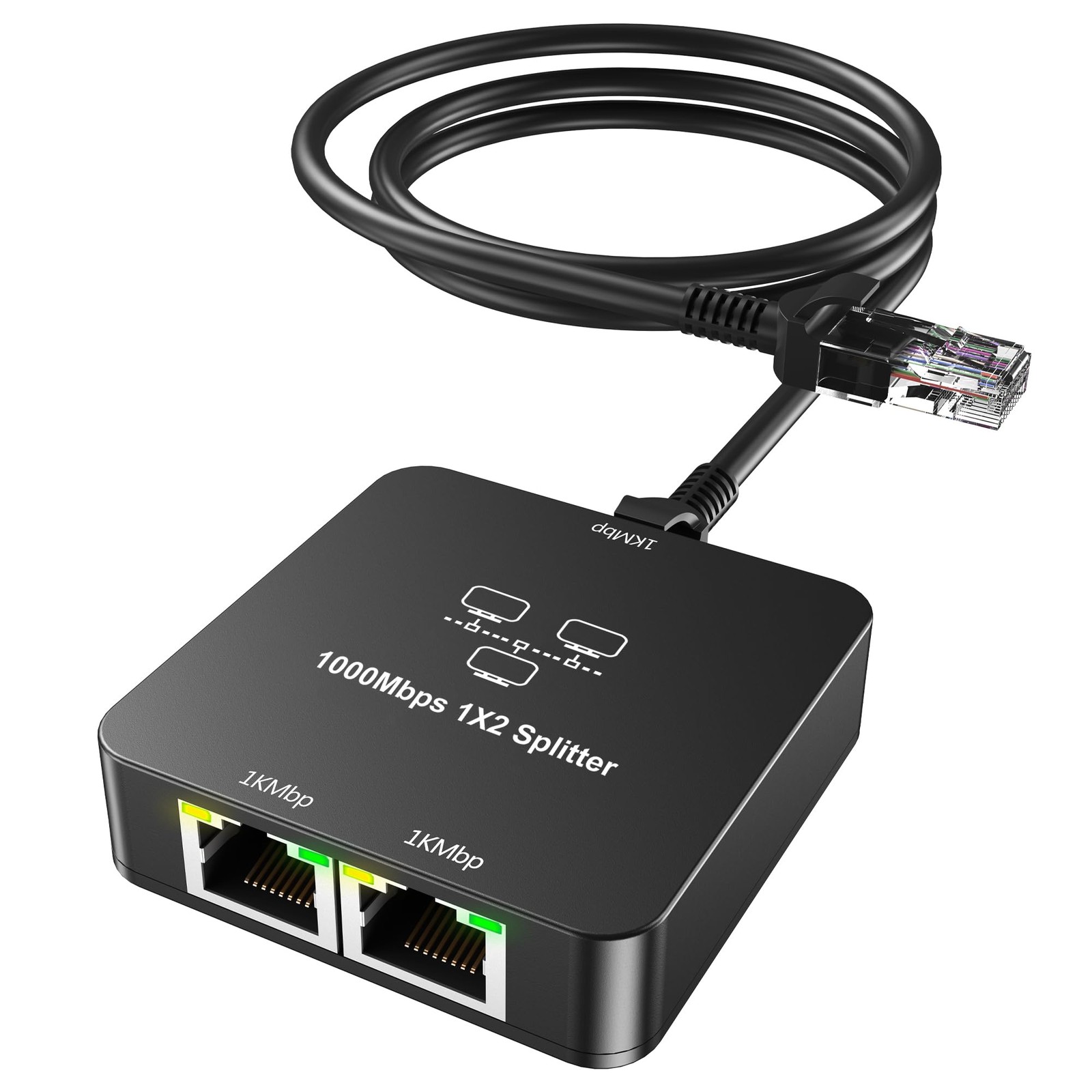 Ethernet Splitter 1 to 2 Out with Cat 6 Ethernet Cable