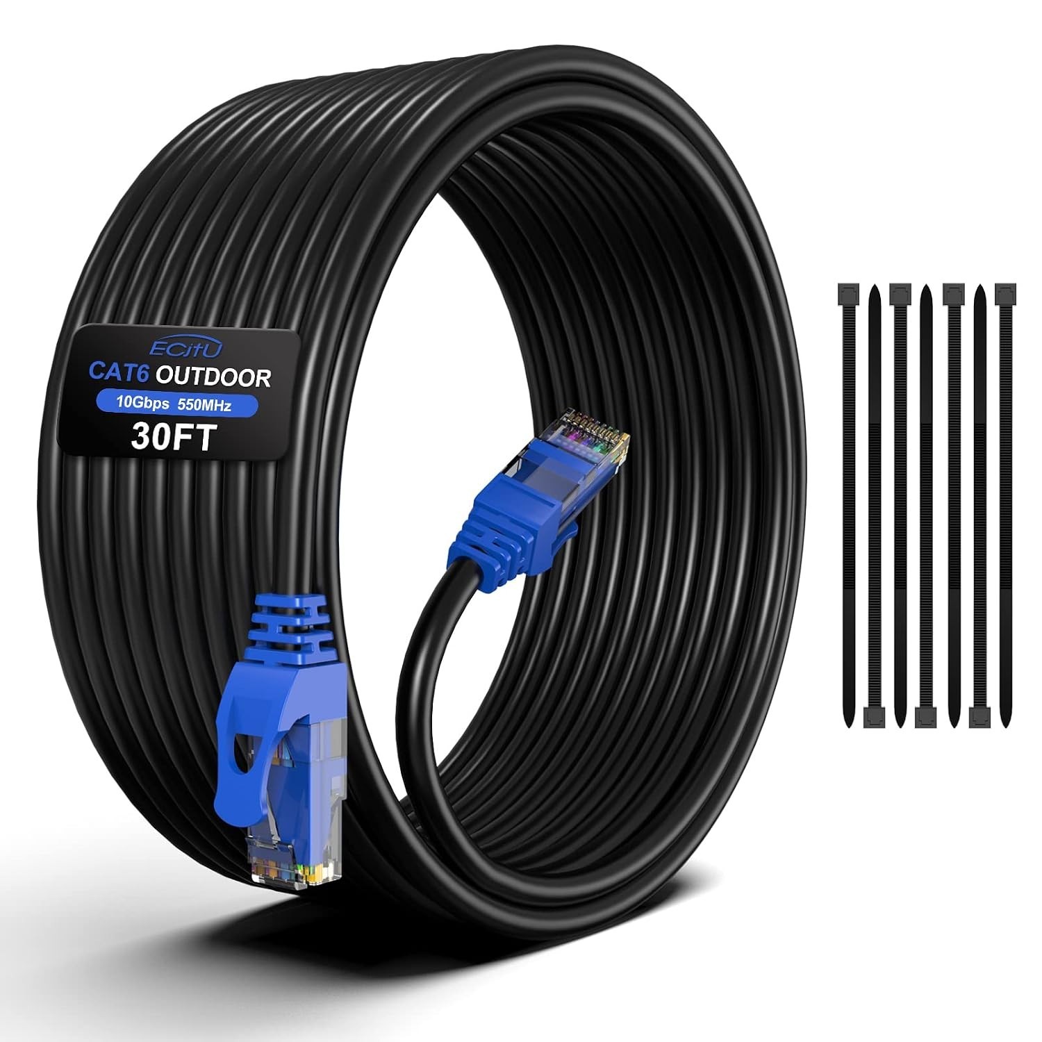 250FT Cat6 Outdoor Ethernet Cable In-Ground Heavy Duty Direct Burial 24AWG CC