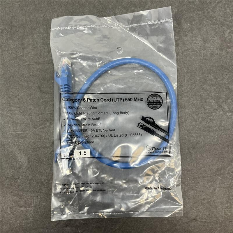 GearIT 20-Pack Cat6 Patch Cable 1.5 Ft / 18 In Cat 6 Ethernet Cable