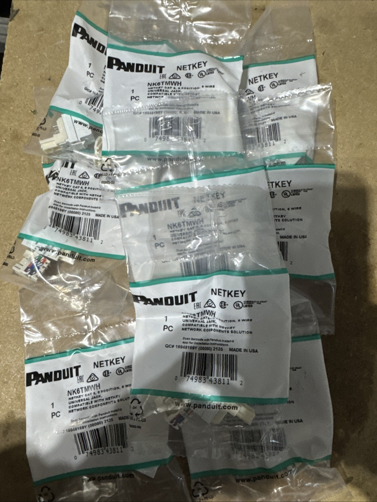 Panduit NetKey NK6TMWH Cat6 Universal Jack Module, White (lot of 9)