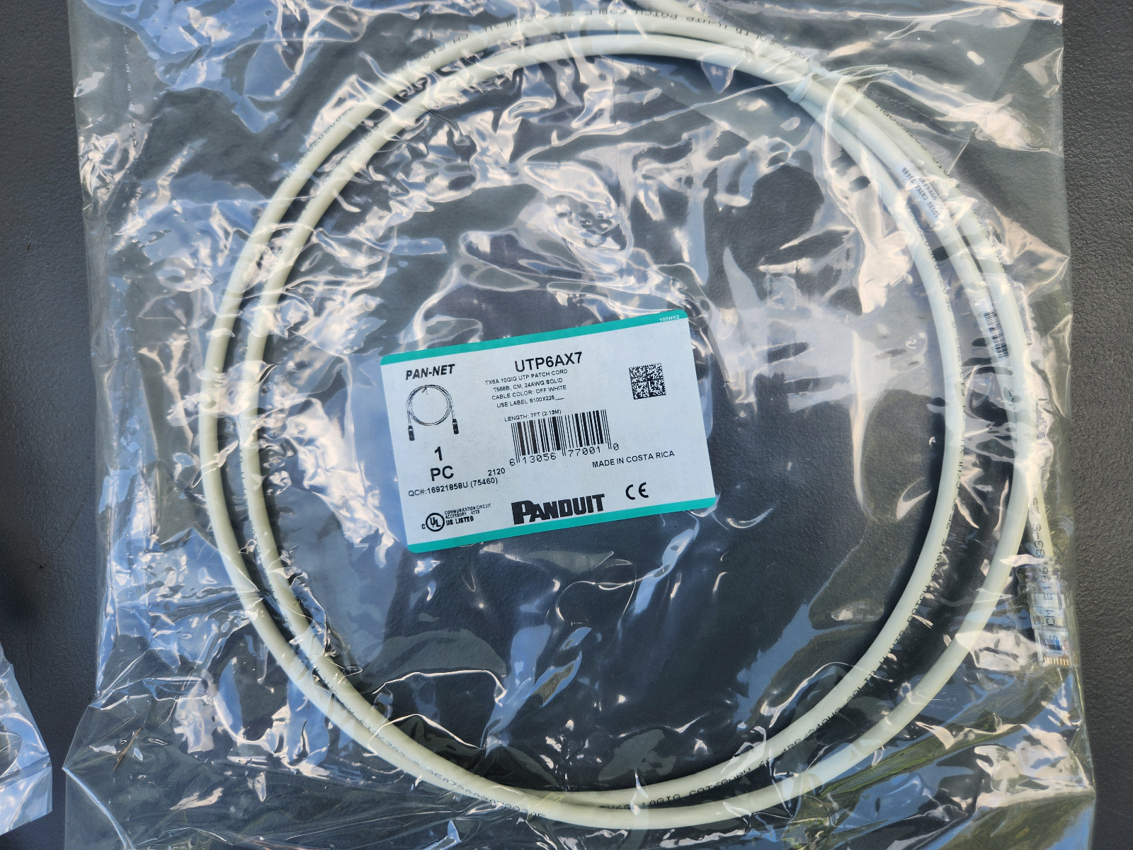 PANDUIT | UTP6AX7 Cat 6A 24 AWG UTP Copper Patch Cord 7 ft White