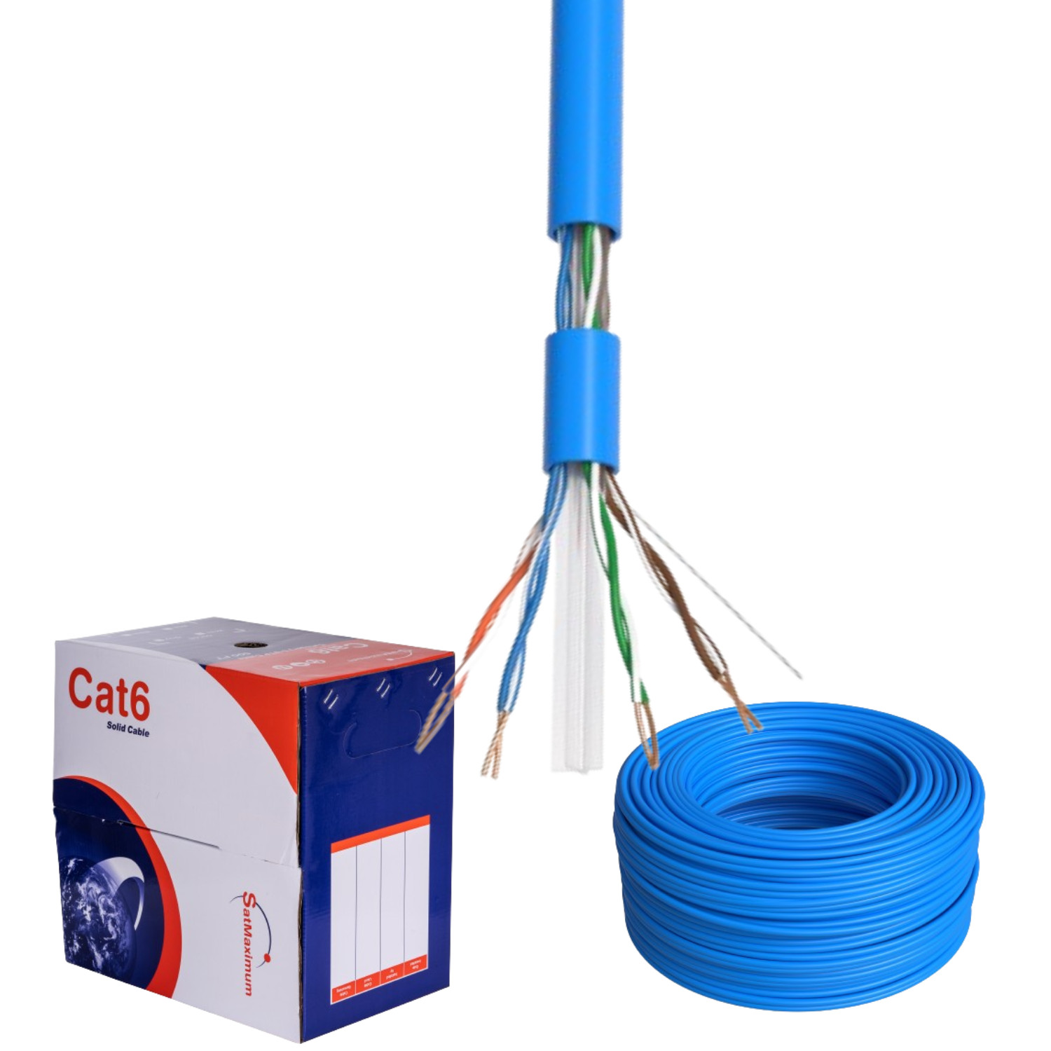 CAT6 1000FT Cable CCA UTP Unshielded Solid 23AWG Ethernet LAN Network RJ45 BLUE
