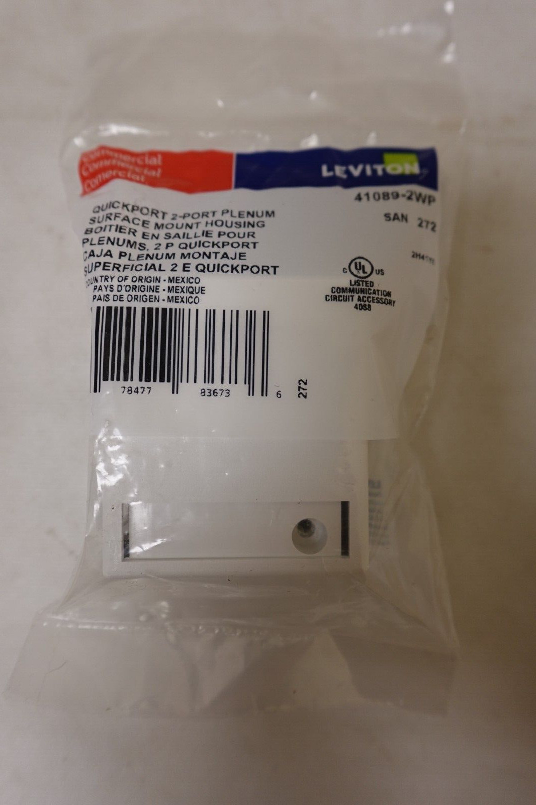 41089-2WP Leviton Surface-Mount QuickPort Box, 2-Port, White – 25 PACK