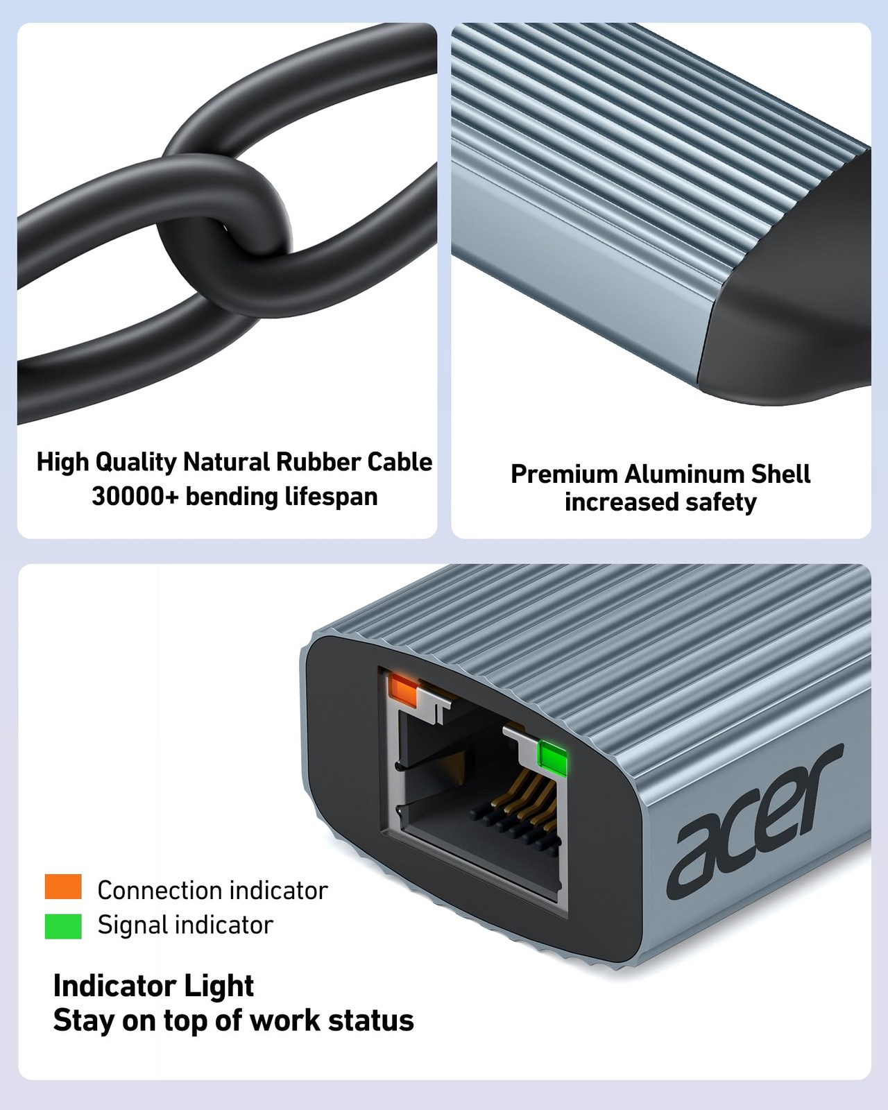 Acer USB C to Ethernet Adapter, Plug and Play RJ45 Type C Network Origin