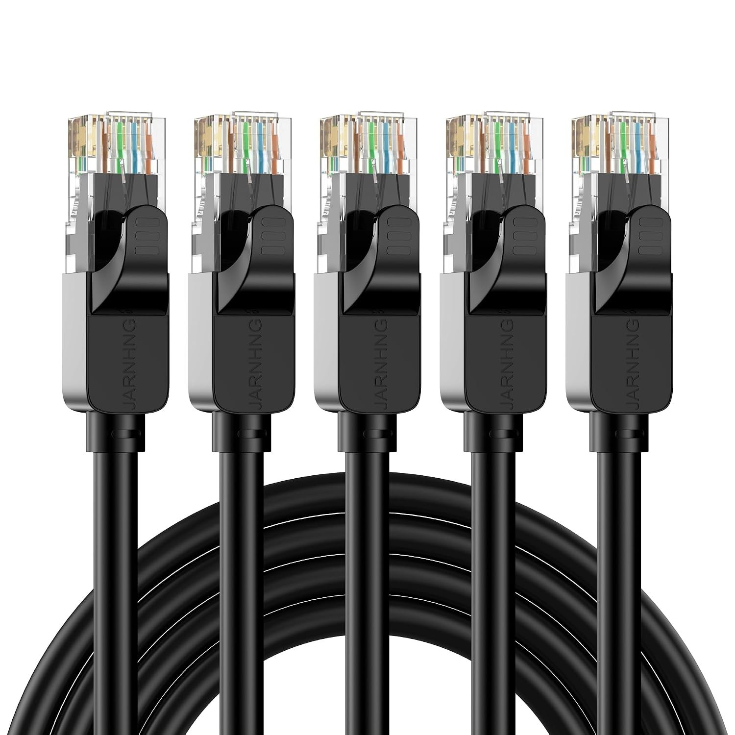 Durable Cat 6 Ethernet Cable 6ft, 5-Pack, Compatible with Computers & Printers