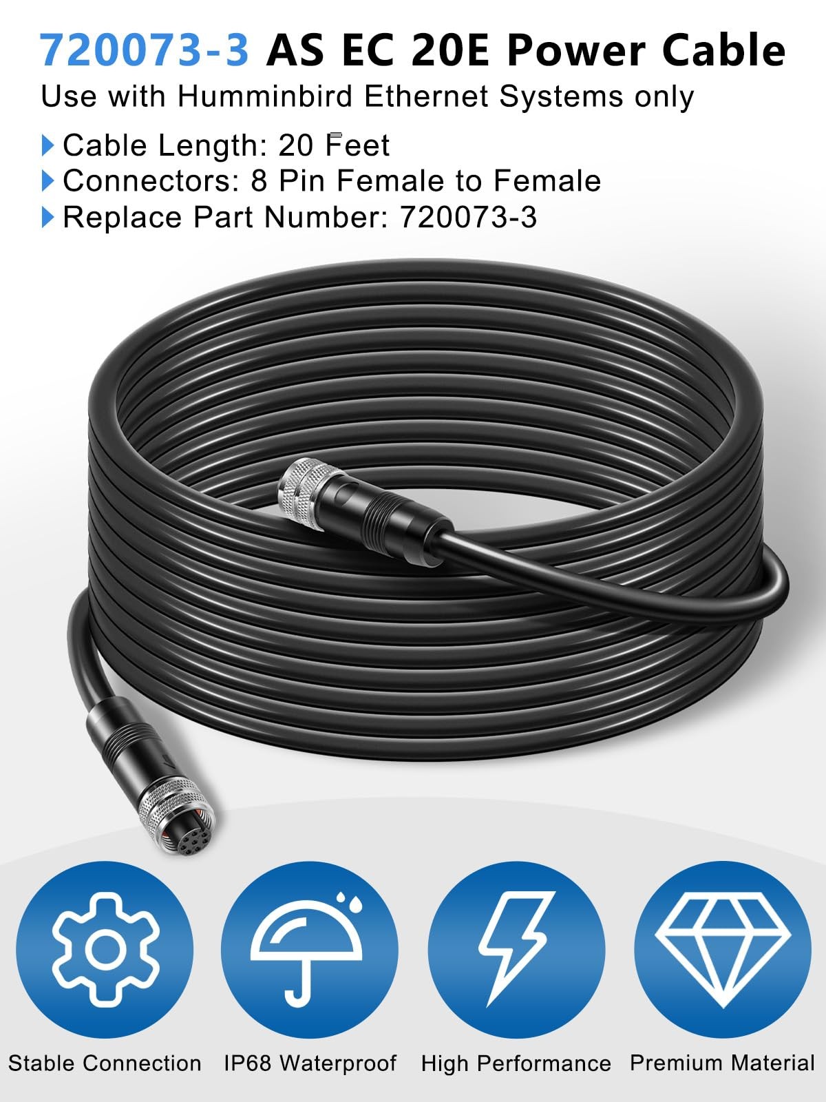 20 Feet Female To Female Marine Fishfinder Network Extension Cable Humminbird
