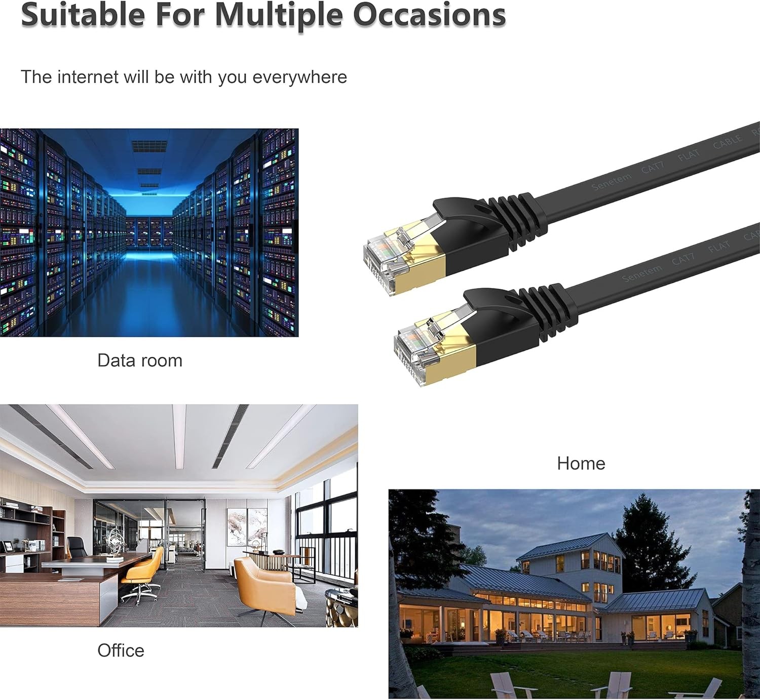 Cat 7 Ethernet Cable 25 ft High Speed 10Gbps 600MHz, Shielded 25FT, Black