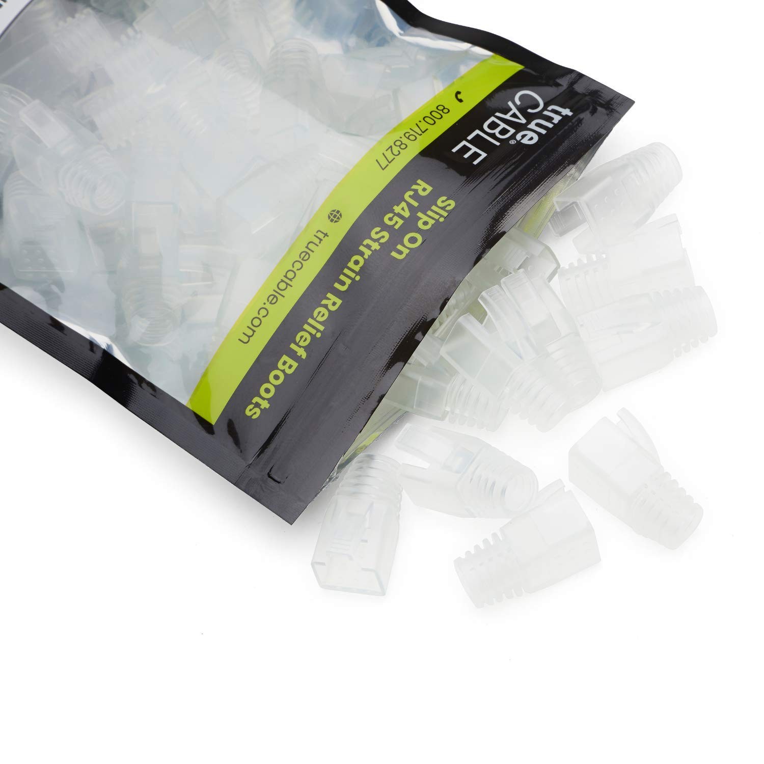 RJ45 Strain Relief Boots 7.5mm Slip~On PVC Plug Covers Transparent 100 Pack