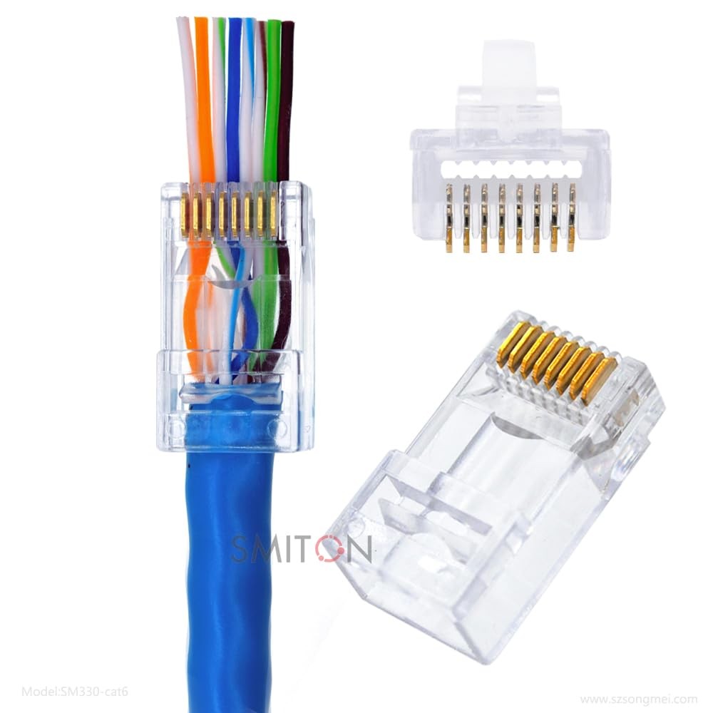 100 PCS RJ45 Cat6 Pass Through Connectors 8P8C UTP Ethernet Network Plug