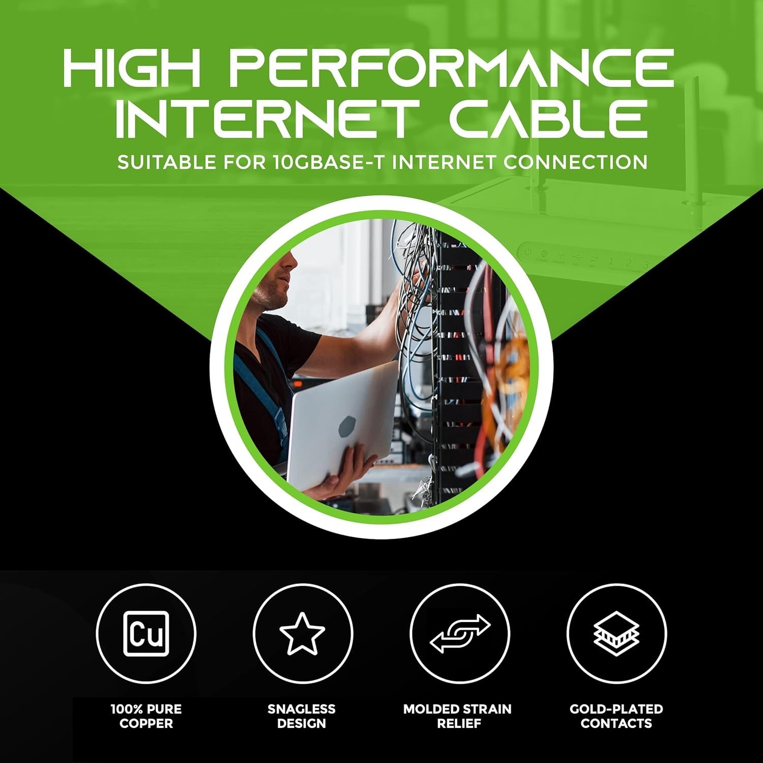 100-Pack GEARIT 0.5 ft (6 Inch) Cat6 Ethernet Patch Cables RJ45 Male-to-Male