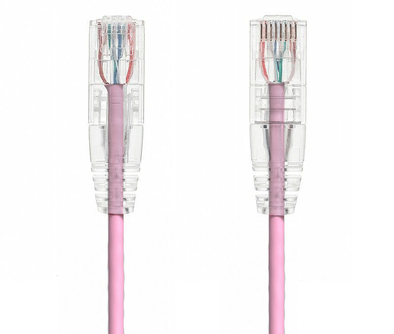 Slim Cat6 UTP Snagless Patch Cable, Pink – 0.5/1/2/3/4/5/7/10/15/20/25 ft