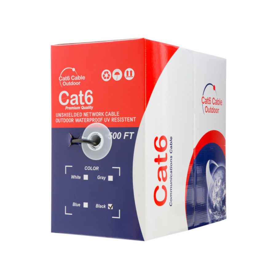 OUTDOOR Cat6 Cable Waterproof 1000ft Direct Burial Ethernet 23AWG 500ft Solid