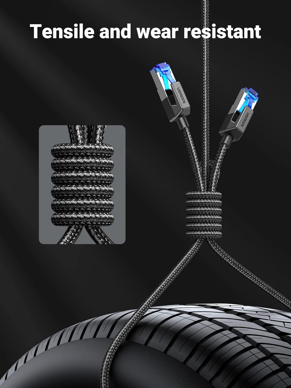 UGREEN Cat 8 Ethernet Cable 6FT, High Speed Braided 40Gbps 2000Mhz Network Cord
