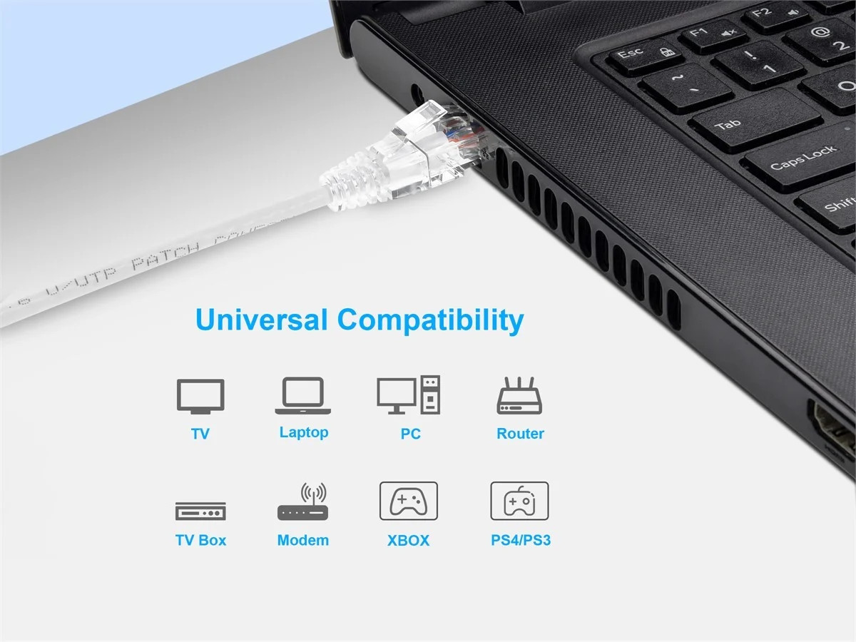 Monoprice Cat6 Ethernet Patch Cable – 0.5 feet – WHite | Snagless RJ45 Stranded