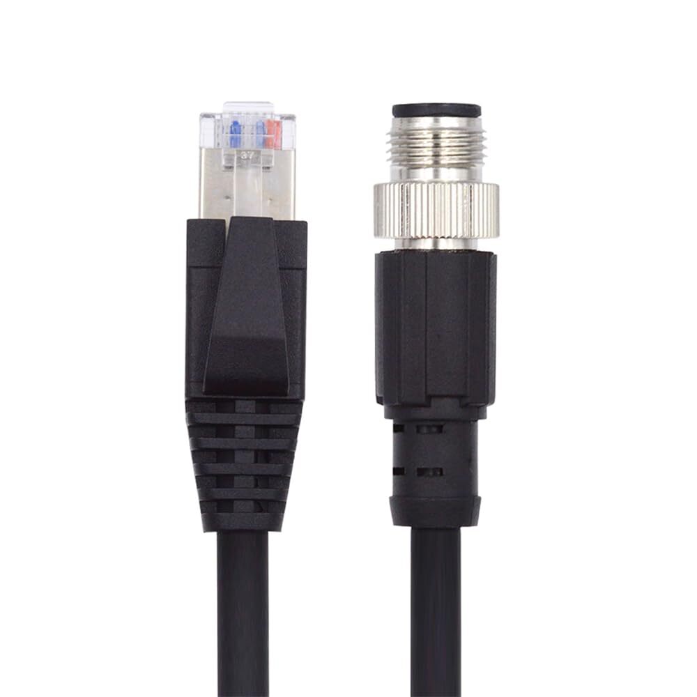 M12 4 Pin D Coded Male to RJ45 Male Cat5e Ethernet Cable 1M IP67 LAN Patch
