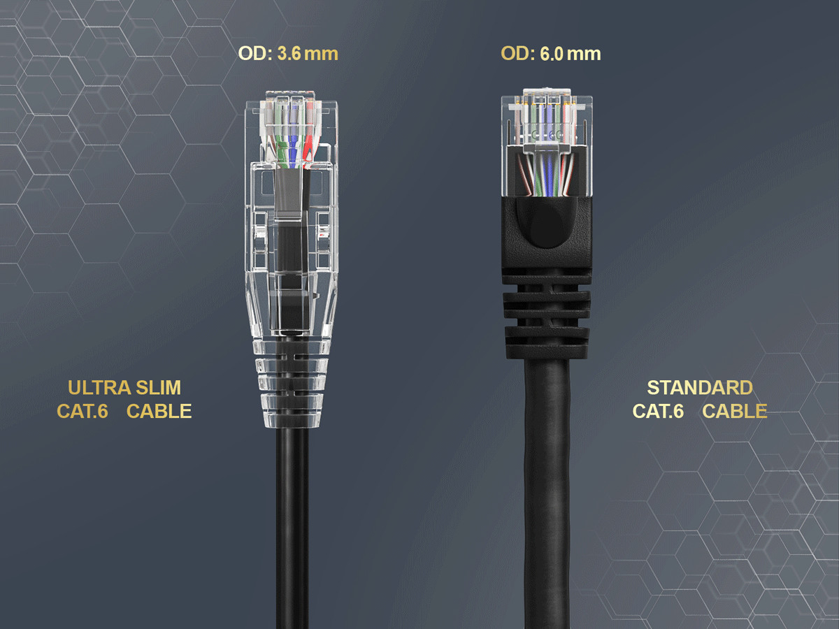 1ft Slim Cat6 Ethernet Cable Thin 28AWG Snagless RJ45 for Gaming PS5 TV, Black