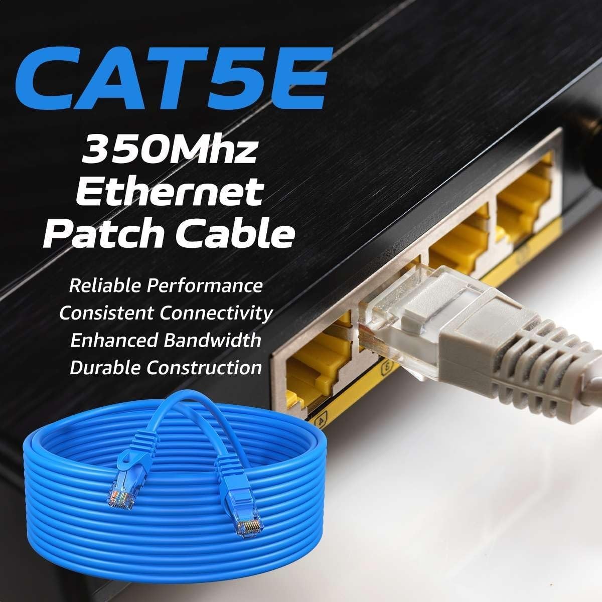 Cat5e Ethernet Patch Cord LAN Network Cable RJ45 UTP 25FT – 200FT Blue Pack Lot