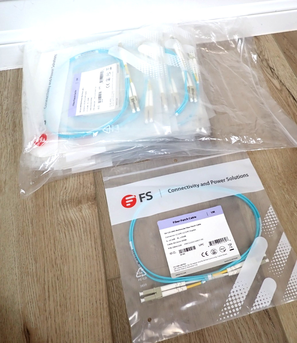 20 NEW FS FIBER PATCH CABLE 1M MULTIMODE 50/125 BLUE WIRE CORD AQUA 1 METER