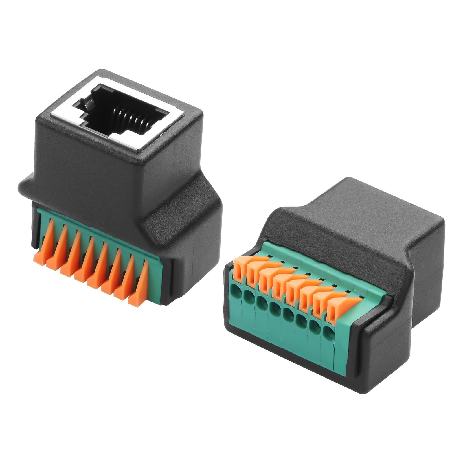 2 PCS RJ45 8P8C Quick Connect Solderless Adapter Female To 8Pin Terminal Cat6