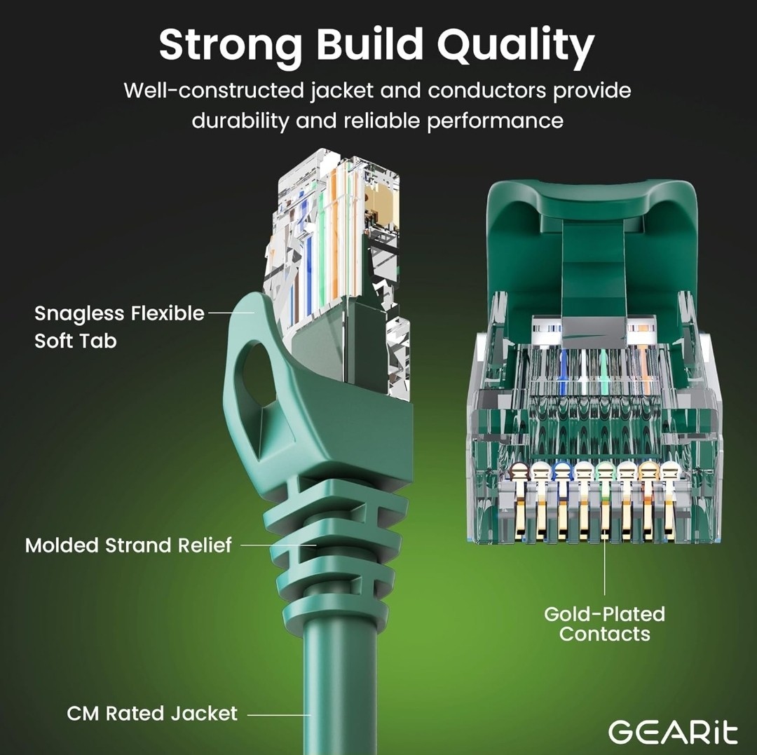 GEARit 100-Pack Cat6 Patch Cable 3 Feet Cat 6 Ethernet Cable Snagless Flexible