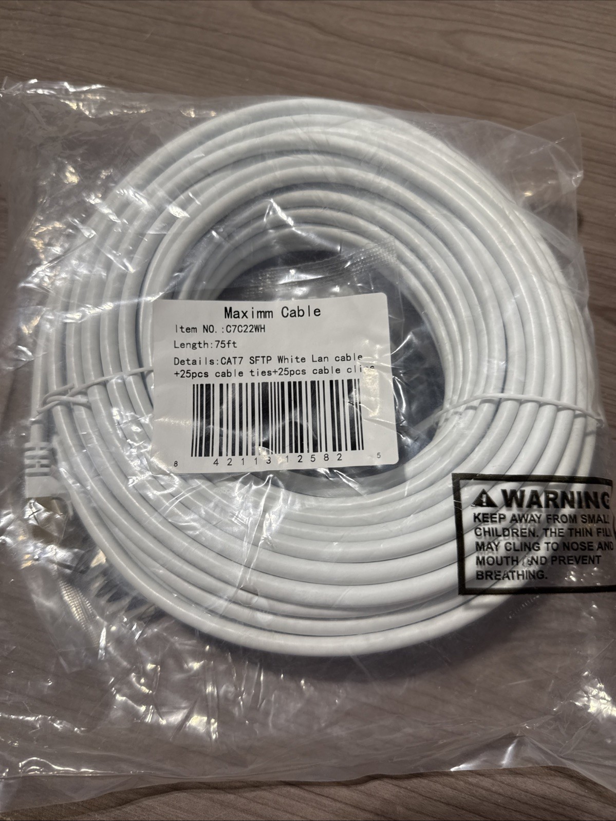 Cat 7 Ethernet Cable 75 ft -RJ45 Connector-double shielded STP-10 Gigabit 600MHZ
