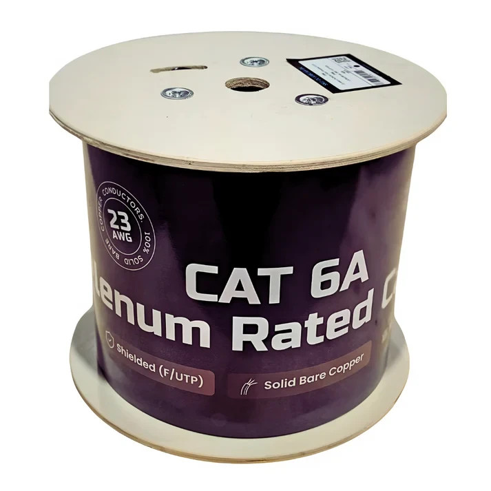 ETL Listed Cat6A Plenum F/UTP 100% Solid Bare Copper 750MHZ 1000ft Cable in Blue