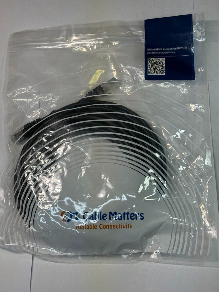 Cable Matters 160012-BLK-25 Cat6a 550Mhz Snagless Shielded (SSTP/SFTP) 10Gbps