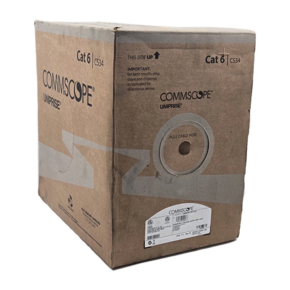 CommScope Cat 6 Cable CS34R BLU C6 4/23 U/UTP CPK 1KFT 1000 FT New Free Shipping