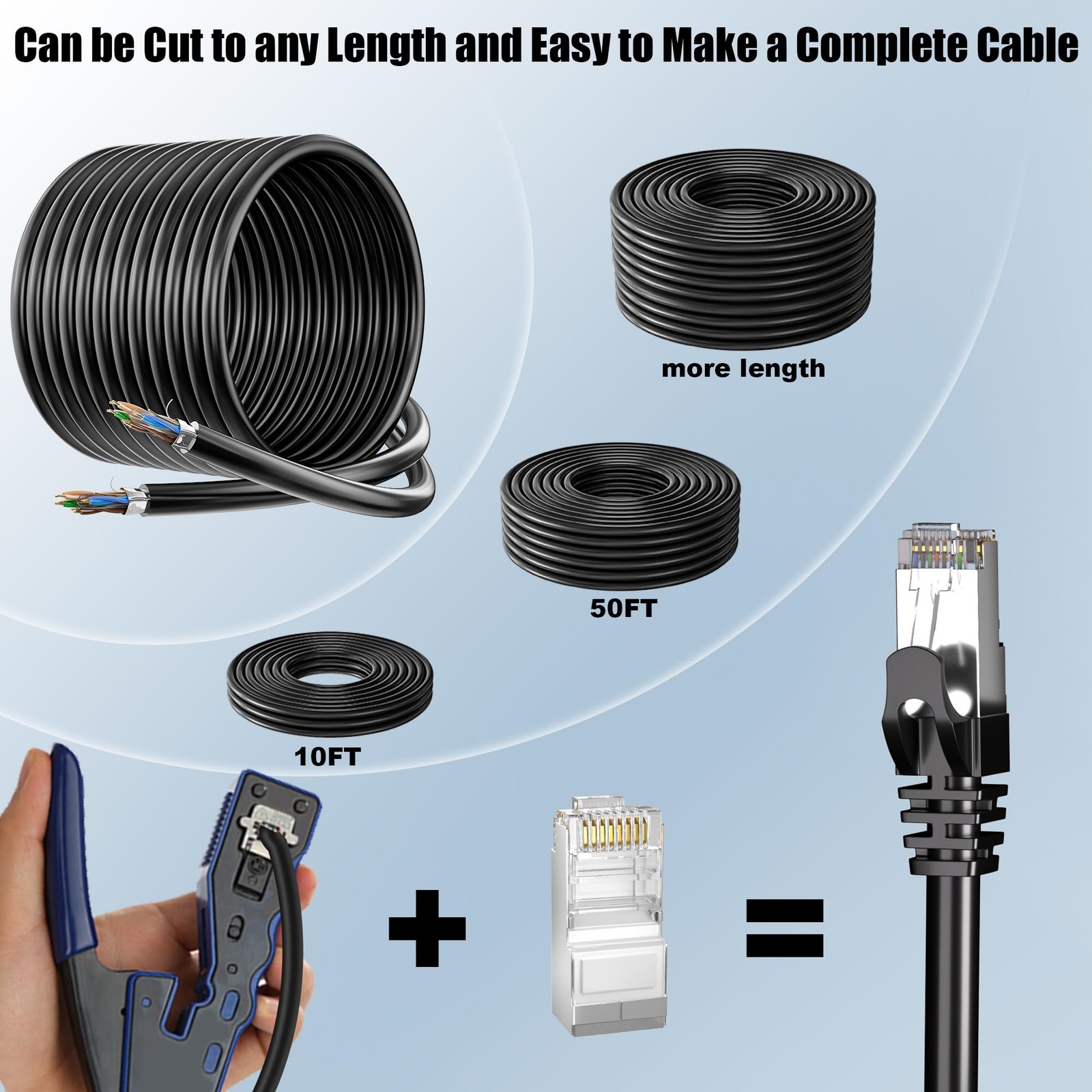 Cat 6 Outdoor Ethernet Cable 500ft, Shielded, Direct Burial, POE, Waterproof