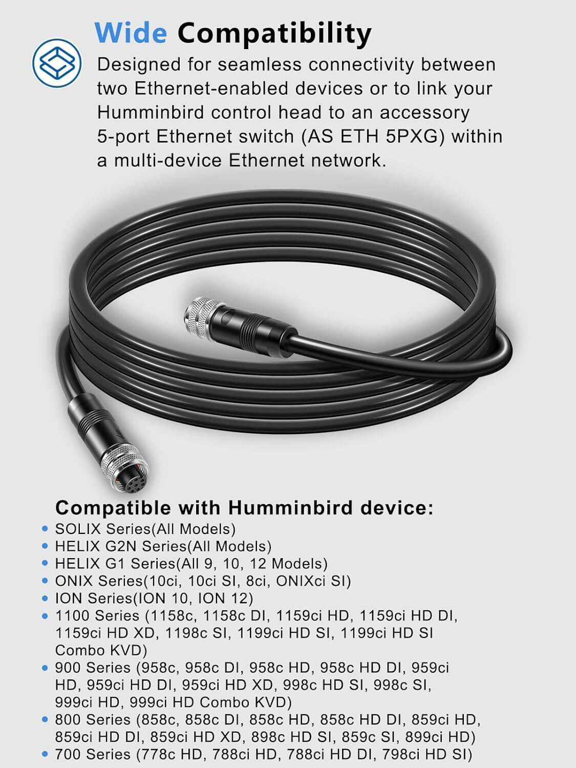 720073-2 10 Feet Ethernet Cable AS EC 10E for Humminbird Helix APEX SOLIX Onix