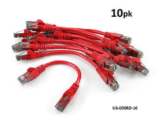 10-PACK 6 inch CAT6 Network UTP Ethernet RJ45 Full 8-Wire Patch Cable, Red