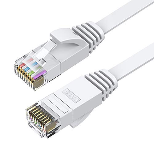 BUSOHE Cat6 Ethernet Cable 30 FT White, Cat-6 Flat RJ45 Computer Internet LAN Ne