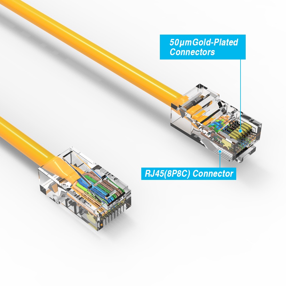 20 Pack of 1.5Ft CAT6 UTP Ethernet Network Non Booted Cable Yellow