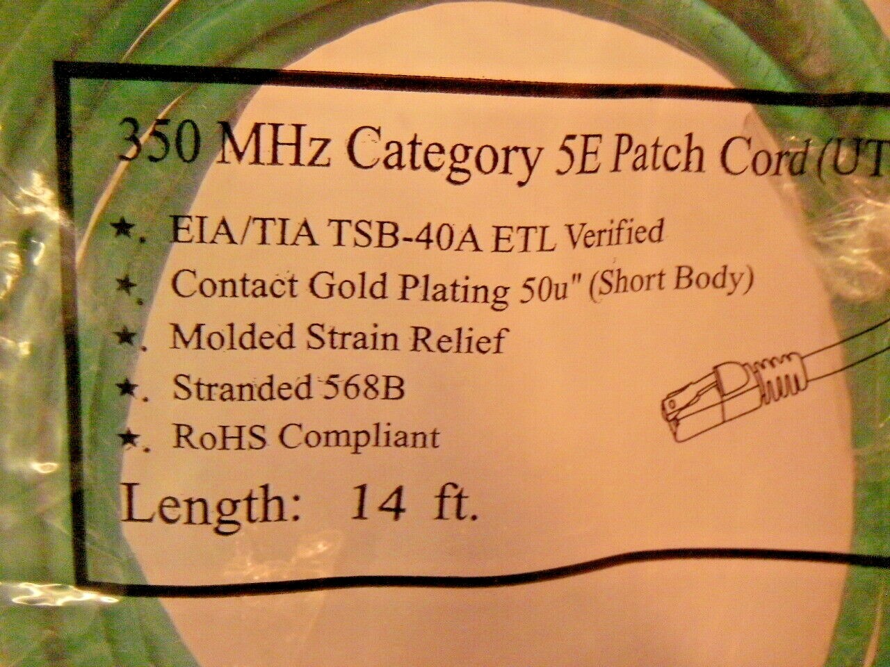 NOV 10116367 CAT5E 350 MHZ Patch Cable Assembly 14′ Category 5E Cord (UTP)