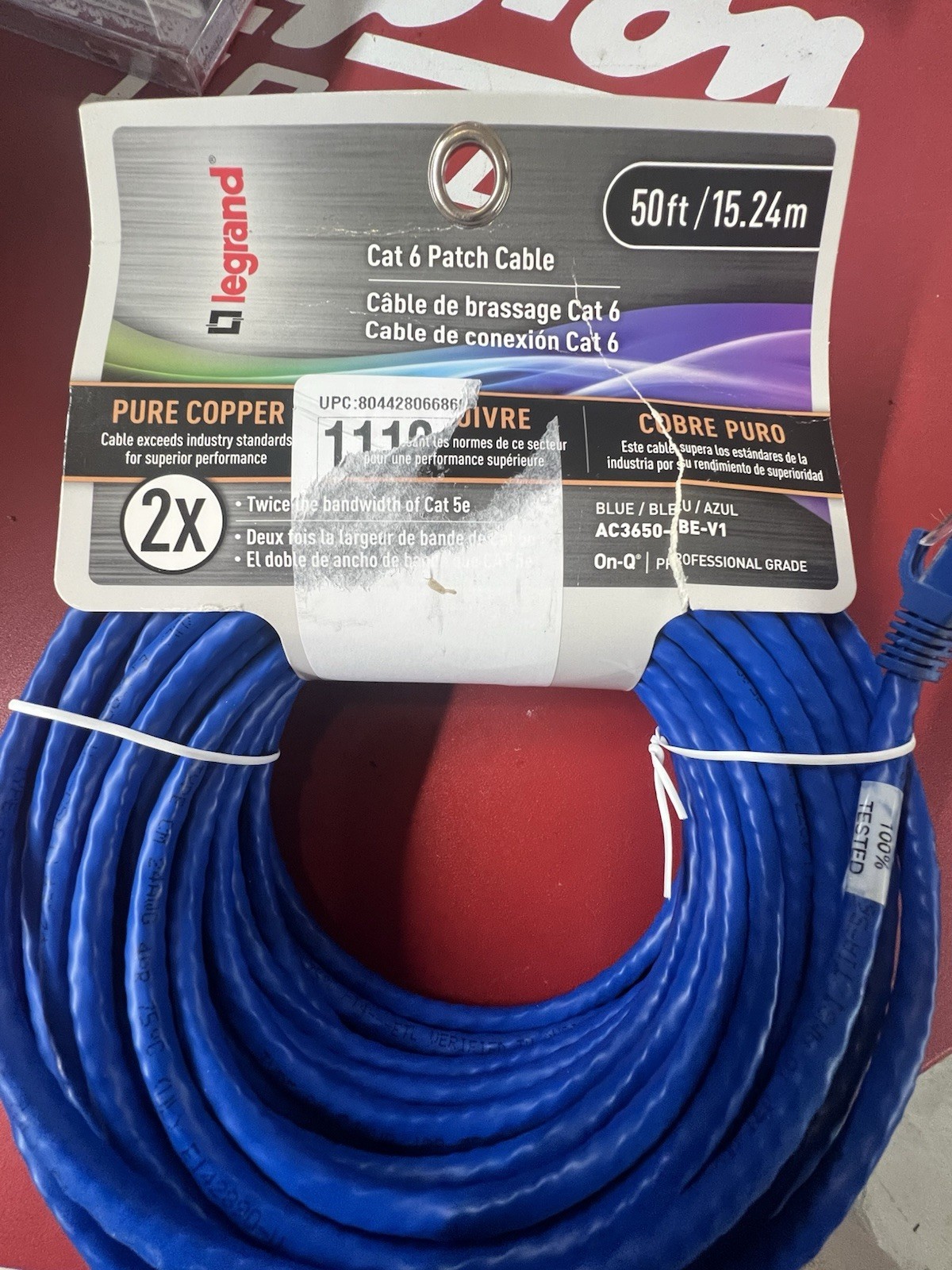Cat 6 Patch Cable 50ft. Legrand AC3650BEV1 10Gbps Ethernet Speed Networking NEW