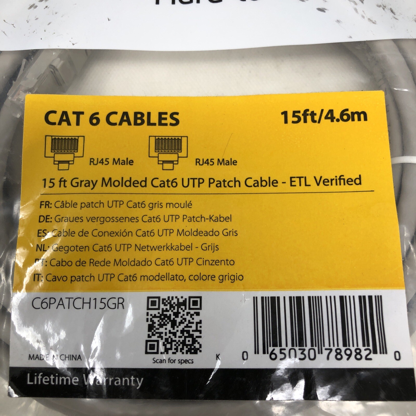 StarTech.com Cat6 Cables 15ft RJ45 Male To RJ45 Male