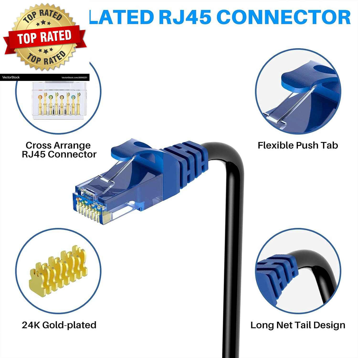 Cat 6 Outdoor Ethernet Cable 200 Ft Black High Speed Heavy Duty Long Internet Ne