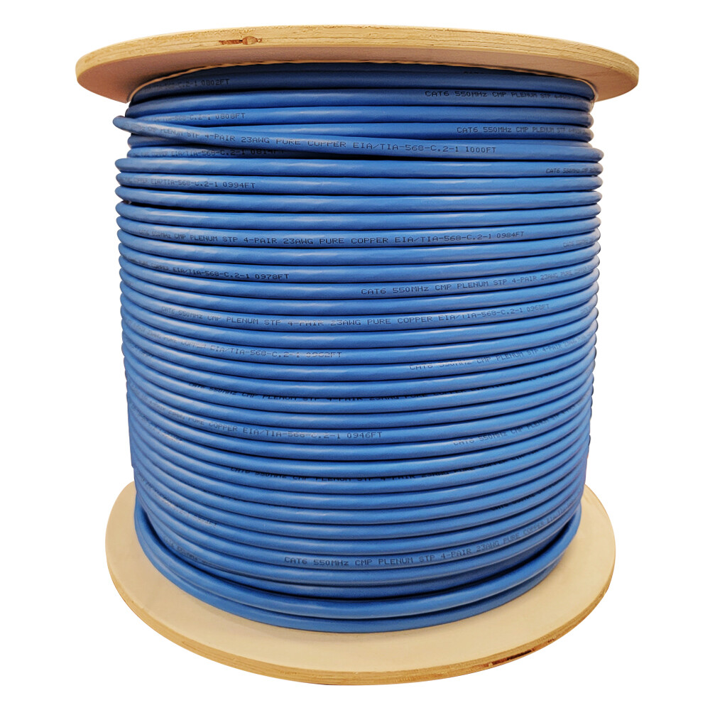 Cat 6 1000ft Solid Bare Copper Foil Shielded Plenum 550 Mhz F/UTP Cable 3 Colors