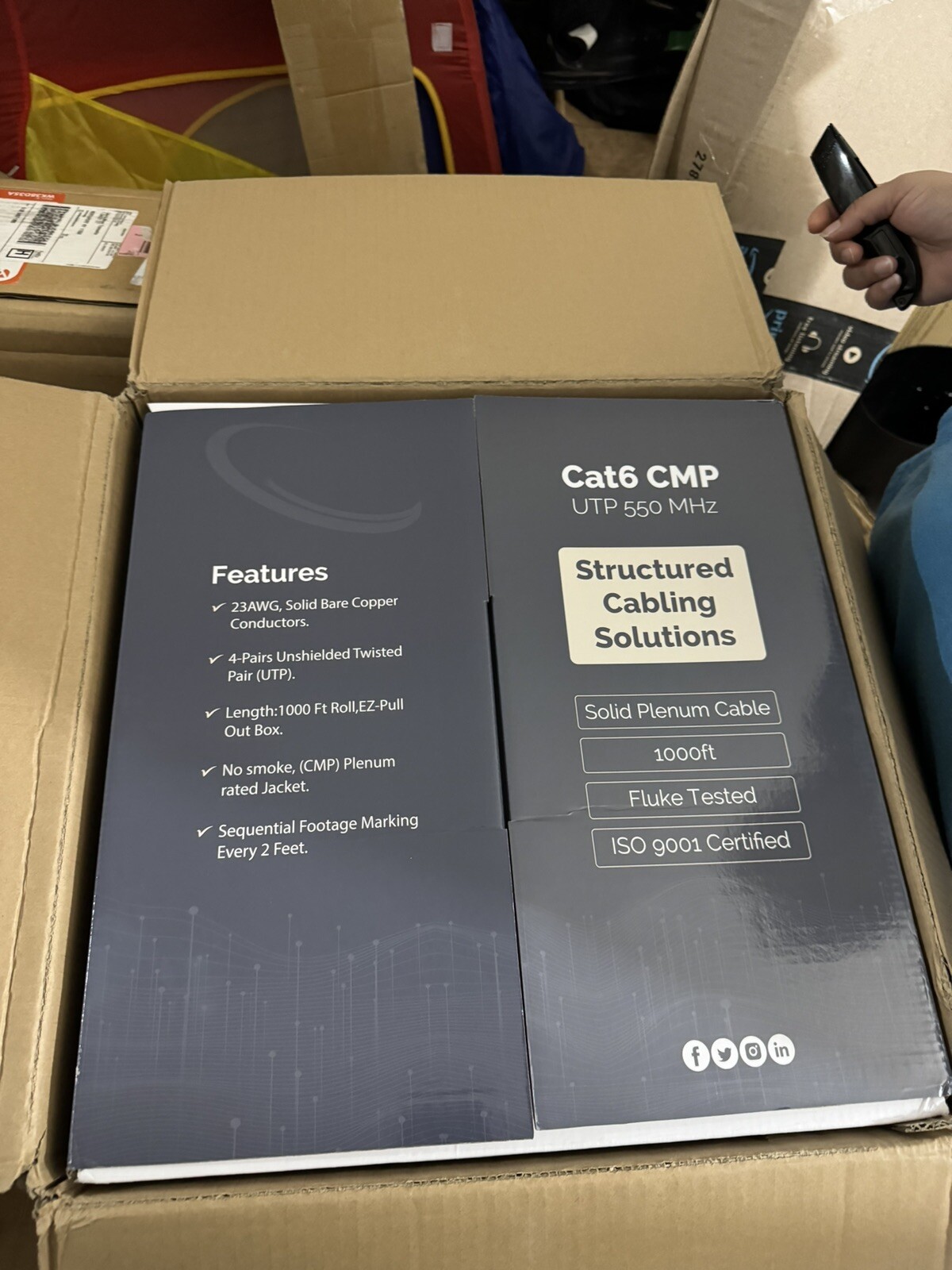 Invincible Cables Cat6 Plenum (CMP) 1000ft Cable | 100% Solid Copper Conductors