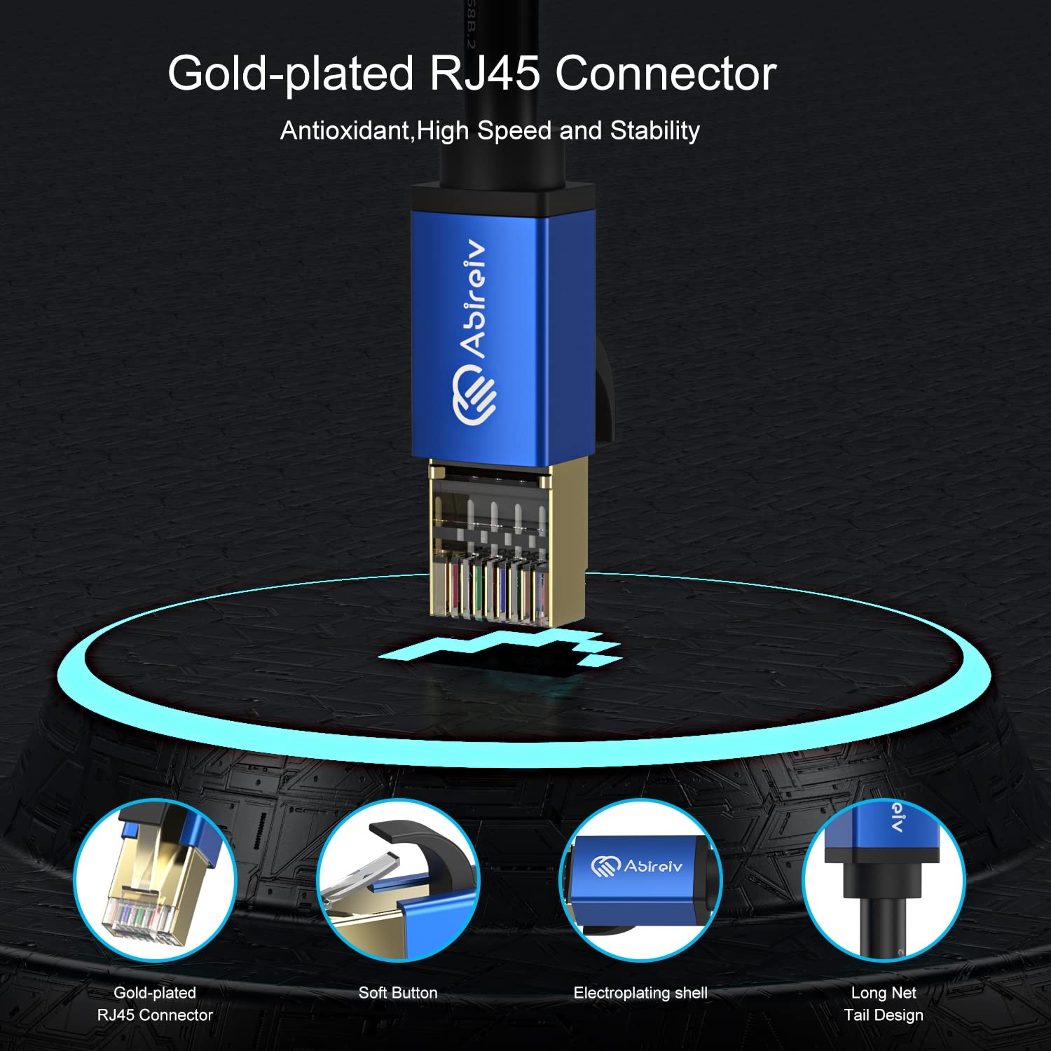 Cat7 Ethernet Cable 300ft Cat7 Outdoor Cable Triple Shielding Sstp 10gbps 600mhz
