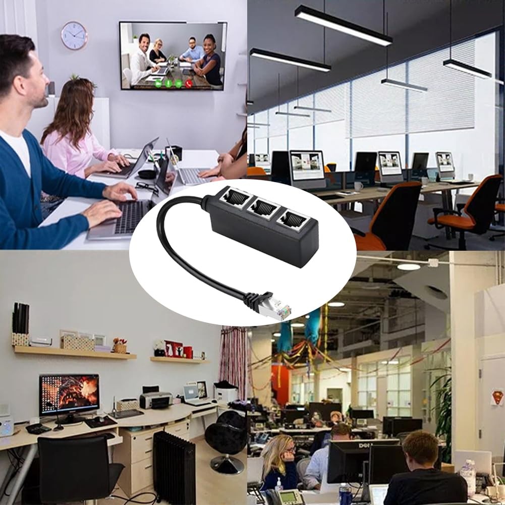 RJ45 Ethernet 1 to 3 Ports LAN Splitter Adapter Cable Network Connectors