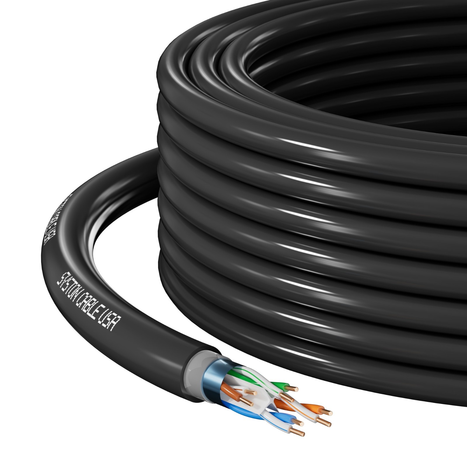 Syston Direct Burial Shielded Cat6e Ethernet Cable UV Waterproof – 50/100/250 ft