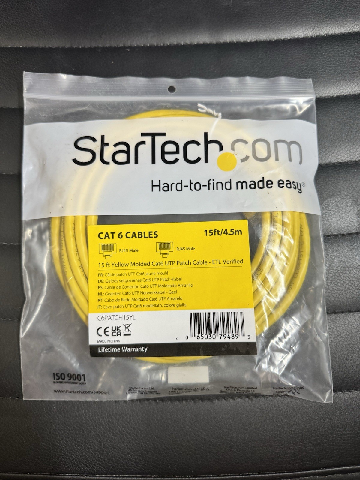 StarTech.com C6PATCH15YL Cat6 15ft Yellow Molded Round RJ-45 M/M Cable
